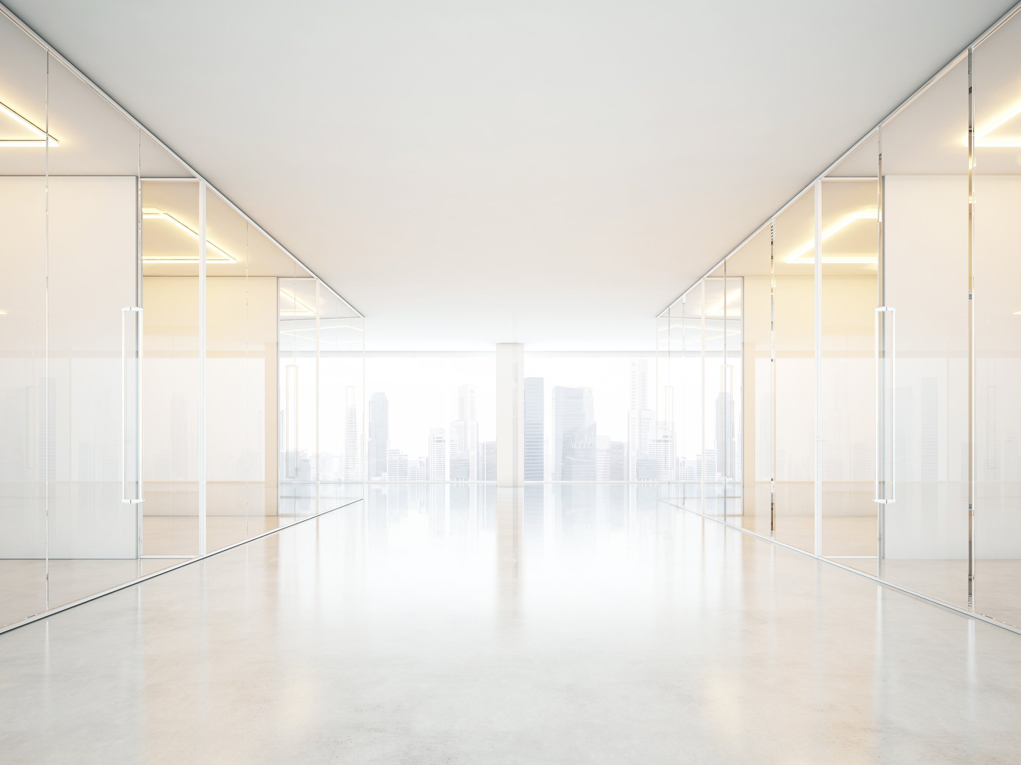 White office interior with panoramic windows